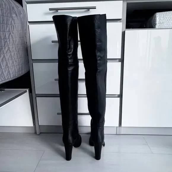 Tamara Mellon Black Calfskin “Prediction” Over-the-Knee Boots Size 39 - Picture 3 of 9